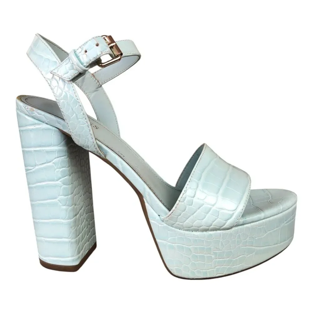 GUESS Powder Blue Y2K 80's 90's Retro Platform Chunky Heels Sz 9‎